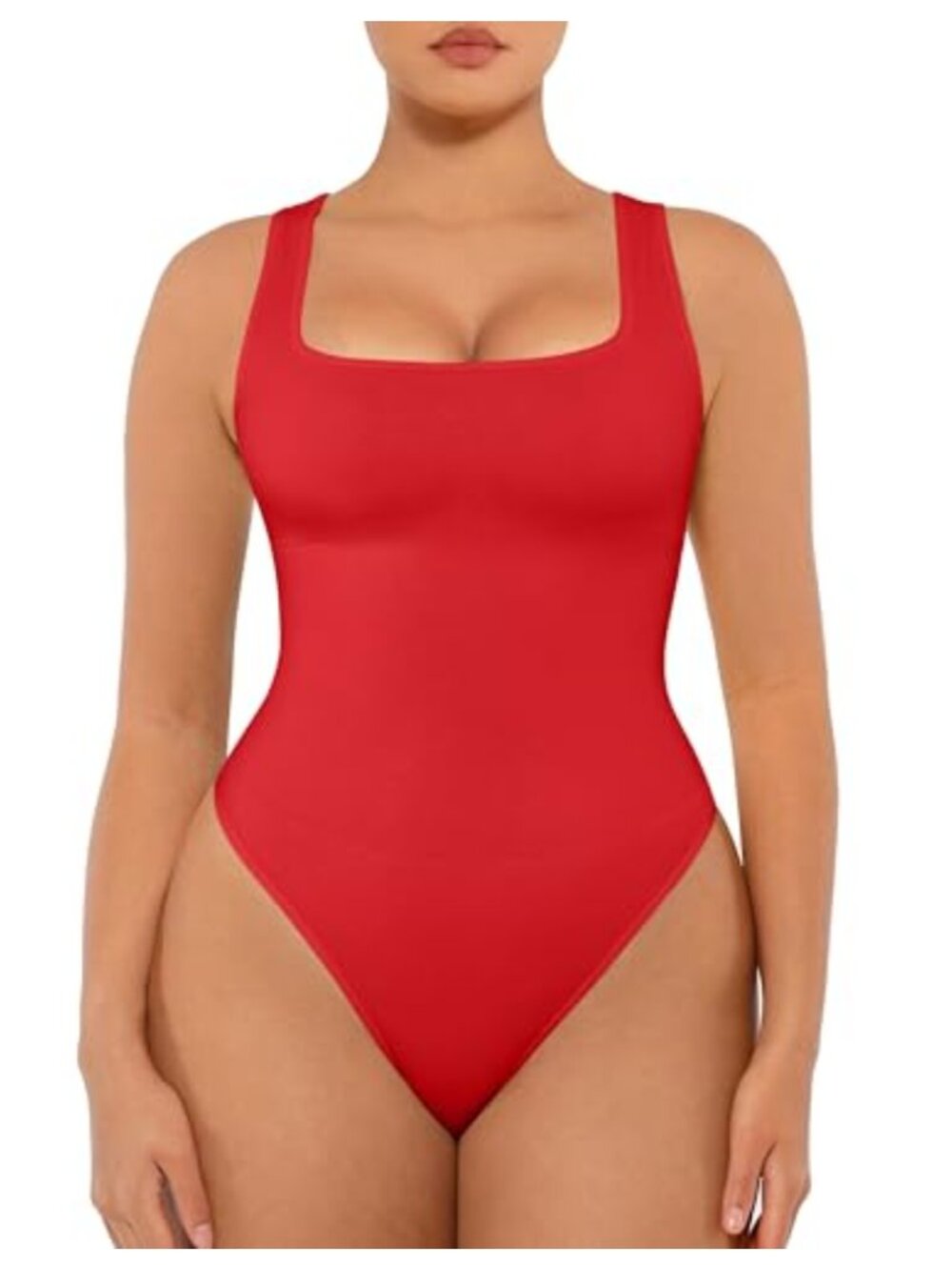 Seamless Square Neck Tummy Control Shapewear Bodysuit
